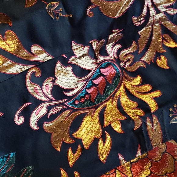 SOFT SURROUNDINGS Black Satin Jacquard Moon Dynasty Jacket sz XL Womens Cocktail - Picture 6 of 10